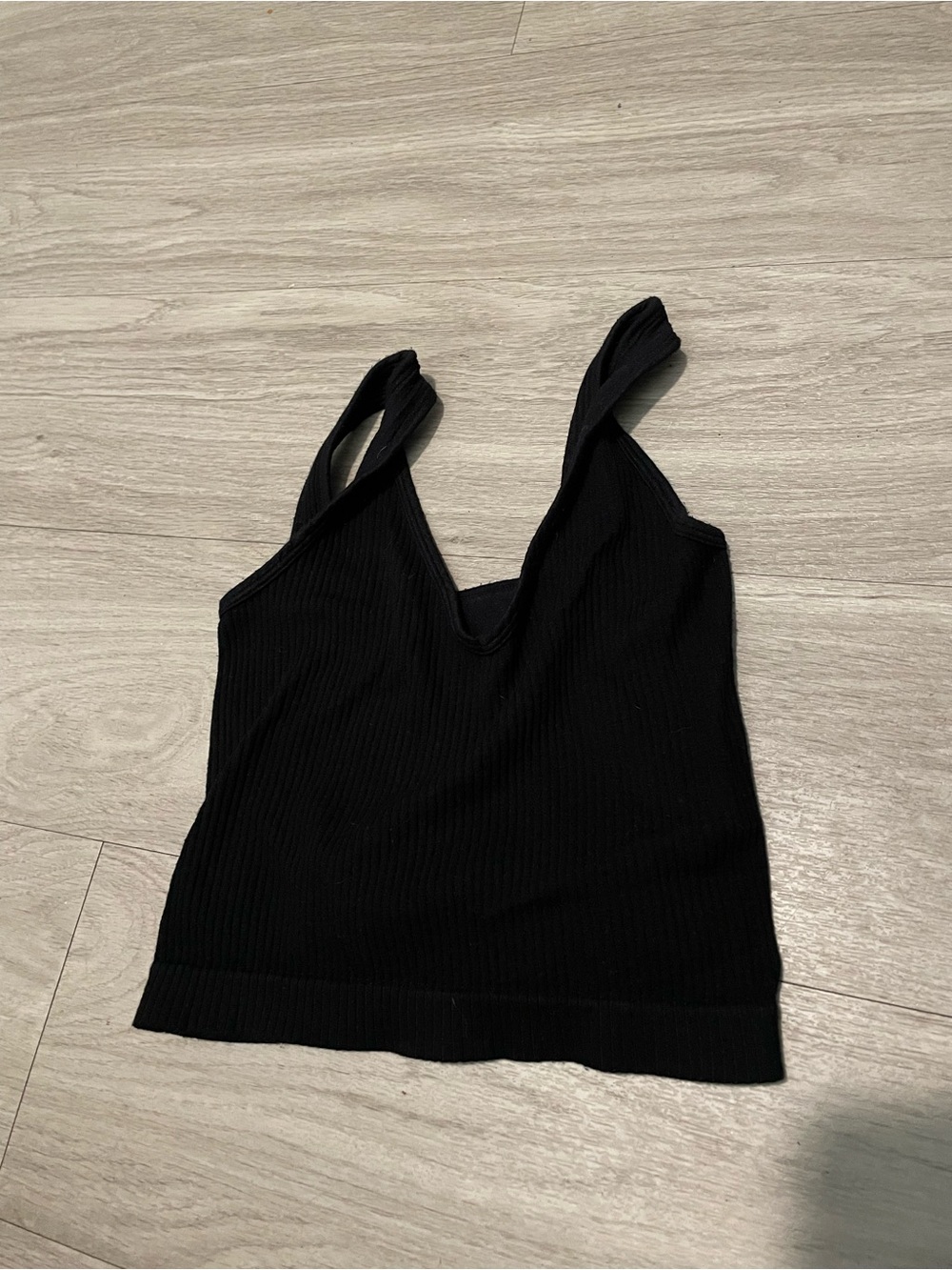 Black Ribbed V-Neck Tank Top - Women's